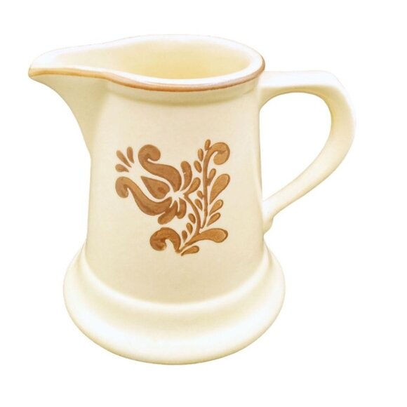 Pfaltzgraff Village Creamer Milk Pitcher Handle Brown Floral Design Vintage 4.5" - Picture 1 of 16